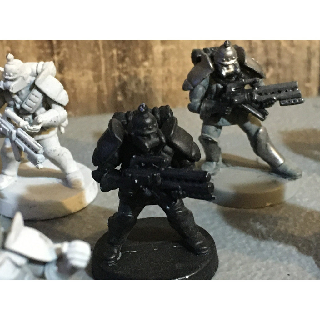 A30064 UNKNOWN TABLE TOP SCI-FI POWER ARMOR SOLDIERS 9 PK MISS 1 ARM WAR GAMES
