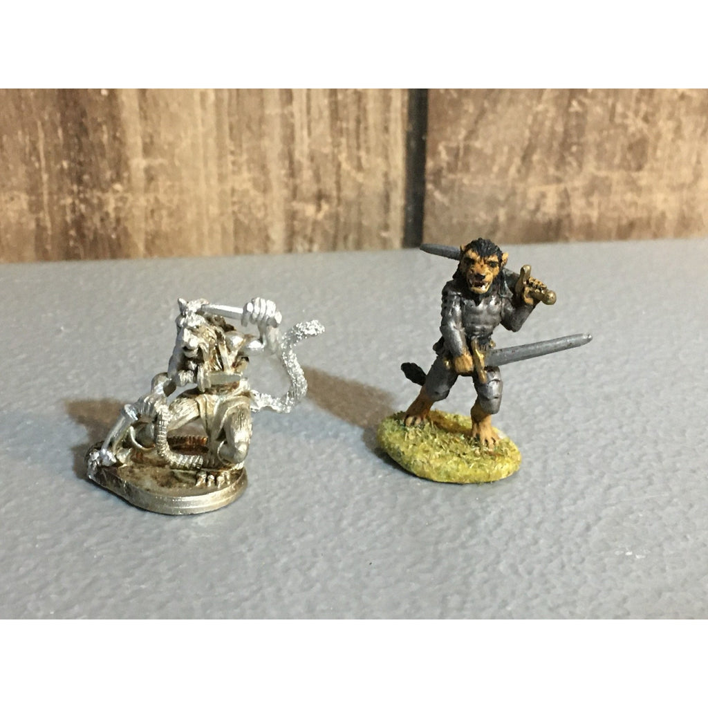 A24862 UNBRANDED METAL TABLETOP OLD OOP D&D FANTASY CATFOLK WARRIORS MINIATURES