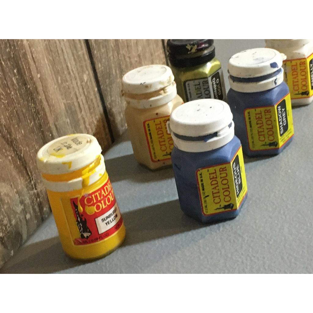 A33432 CITADEL COLOURS USED PAINT POTS 6 PK NO GOOD DRIED OOP GAMES WORKSHOP