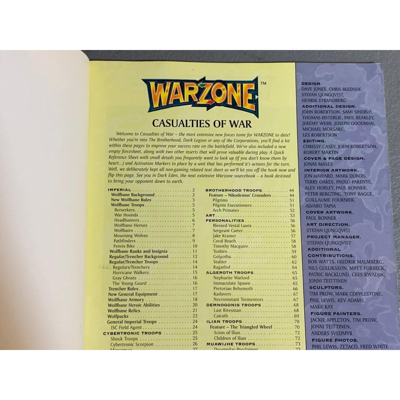 A31655 WARZONE MUTANT CHRON HHG HEARTBREAKER ARMY BOOK PLAYED CASUALTIES OF WAR