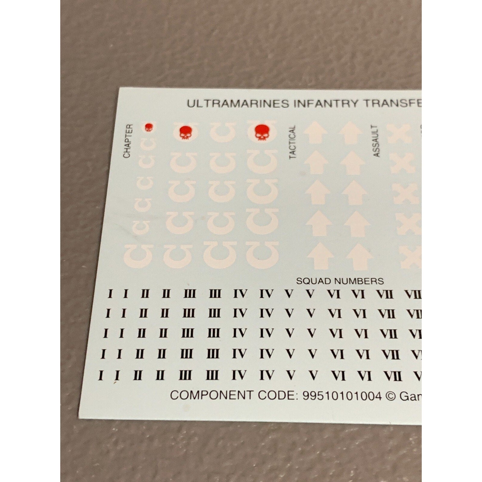 BAGC TRANSFERS TRANSFER SHEET WARHAMMER 40K ULTRAMARINES INFANTRY GW